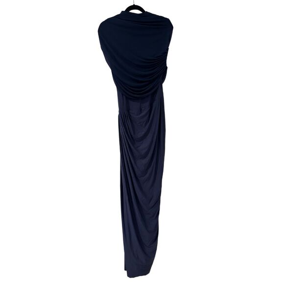 NWT Miss Rosier Womens Navy Blue Catherine Asymmetrical Pleated Maxi Dress Large - Picture 4 of 9